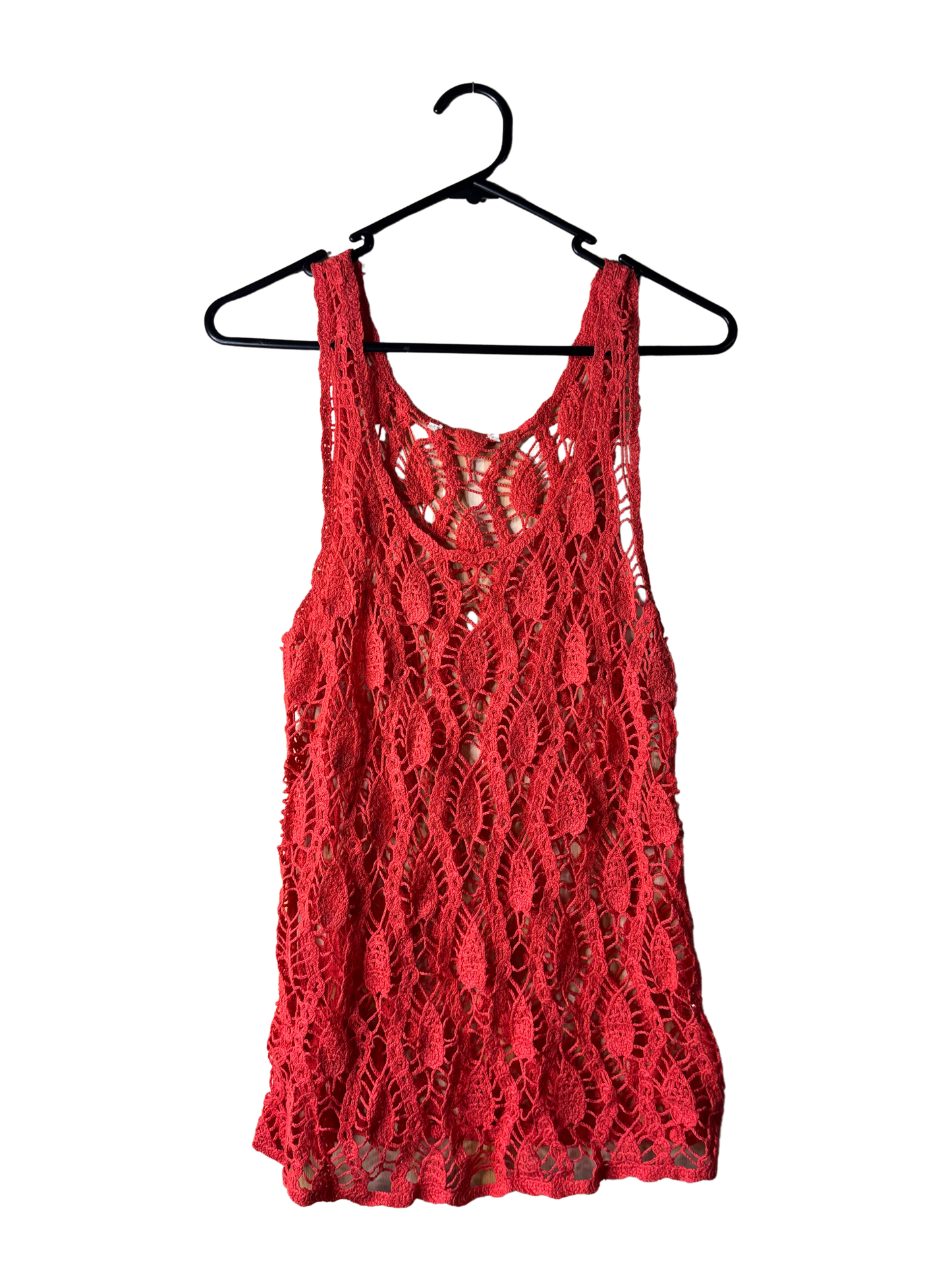 Red Knit Singlet Top