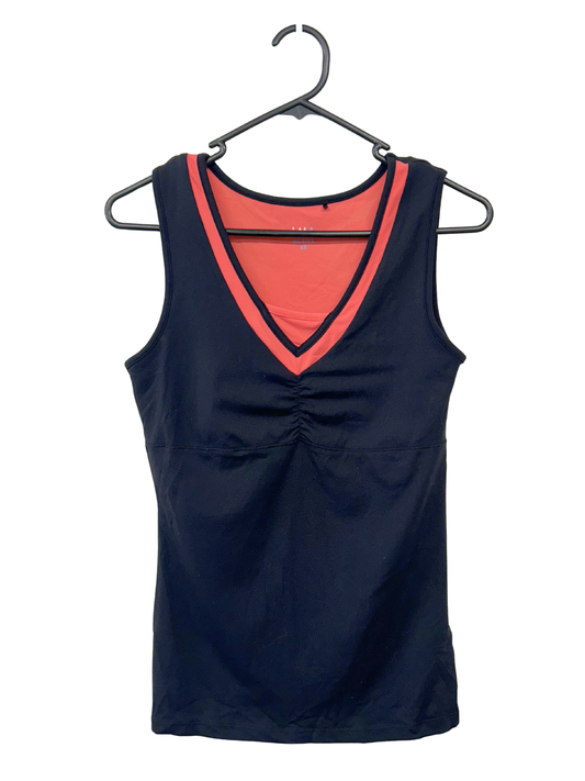 Black & Orange V-Neck Sleeveless Activewear Top