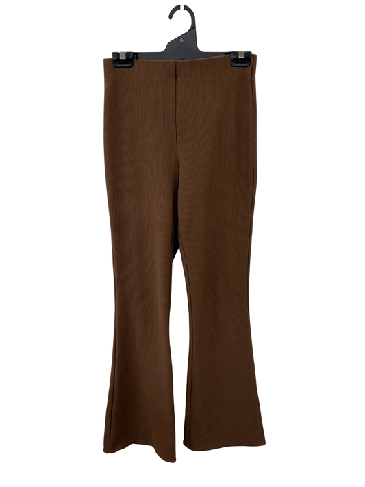 Brown Ribbed High Waisted Flare Pants