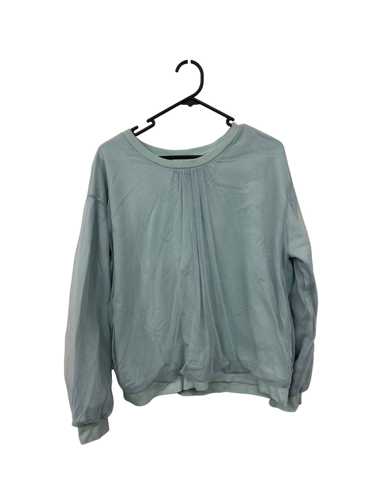 Aqua Blue/Green Long Sleeve Sweater with Tulle Overlay