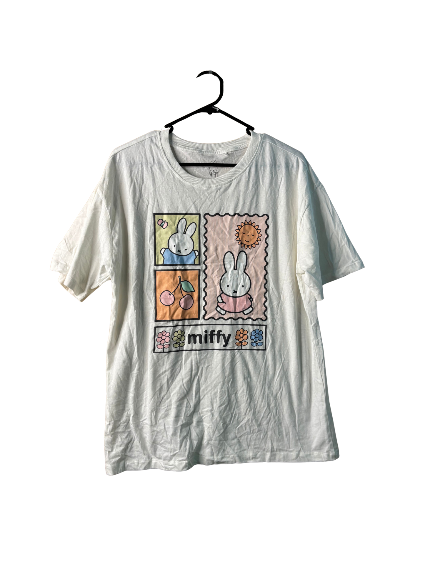 White Short Sleeve Top with Pink 'Miffy' Logo