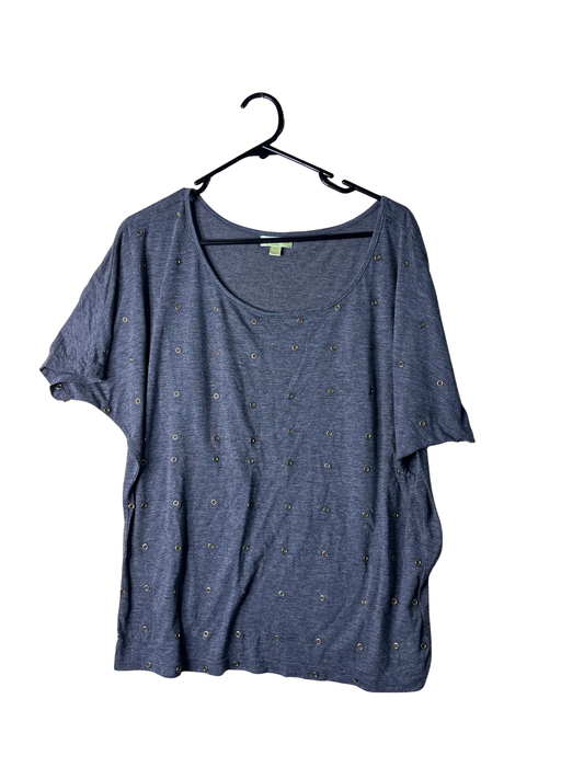 Dark Grey Slouchy Top with Gold Eyelets