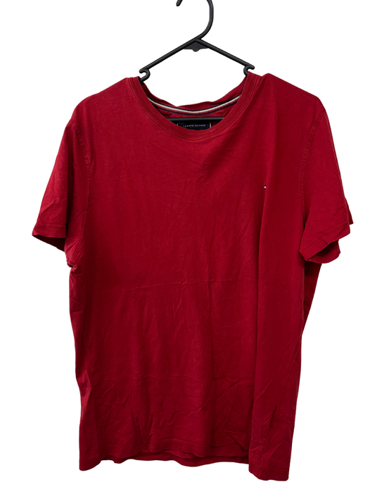 Red Short Sleeve T Shirt with Embroidered Logo