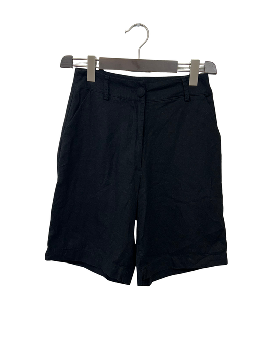Black High Rise Linen Shorts