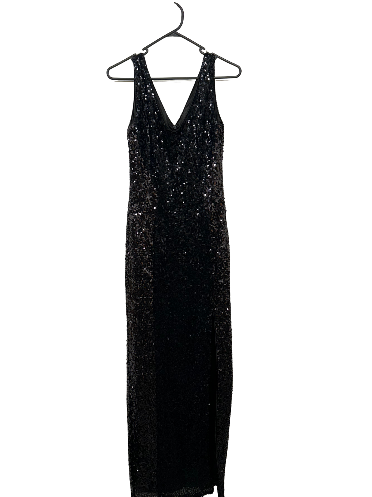 Vintage Black Sleeveless Sequin Maxi Dress