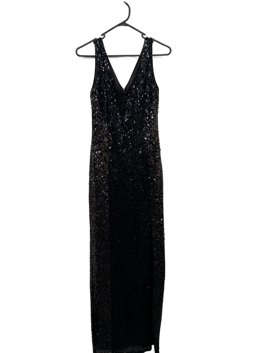 Vintage Black Sleeveless Sequin Maxi Dress