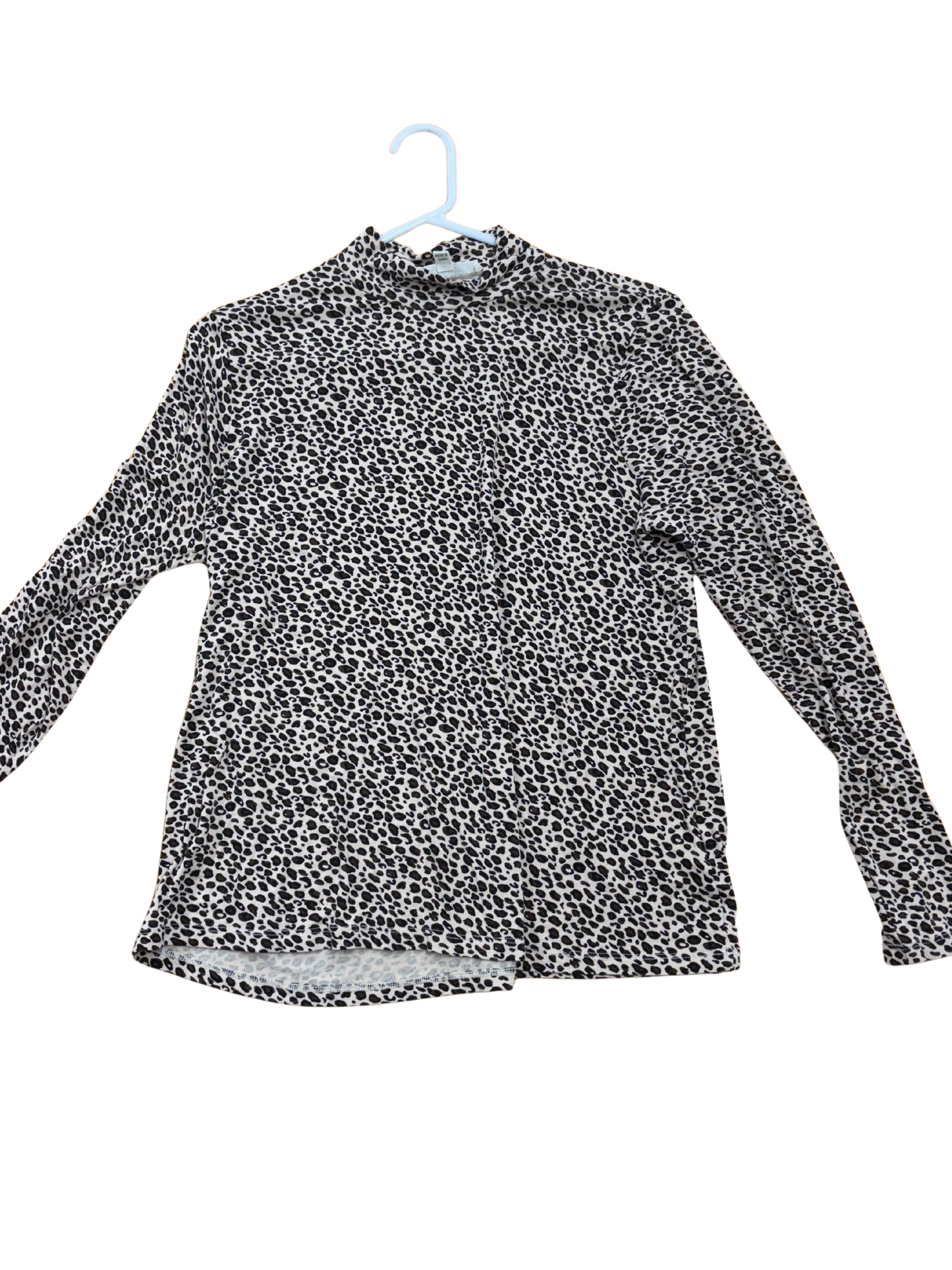 Brown & Black Leopard Print Long Sleeve Mock Neck Top