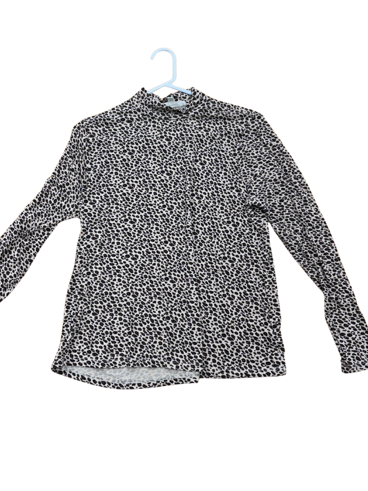 Brown & Black Leopard Print Long Sleeve Mock Neck Top