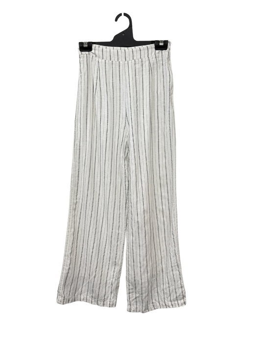 White & Black Pinstripe High Rise Wide Leg Pants
