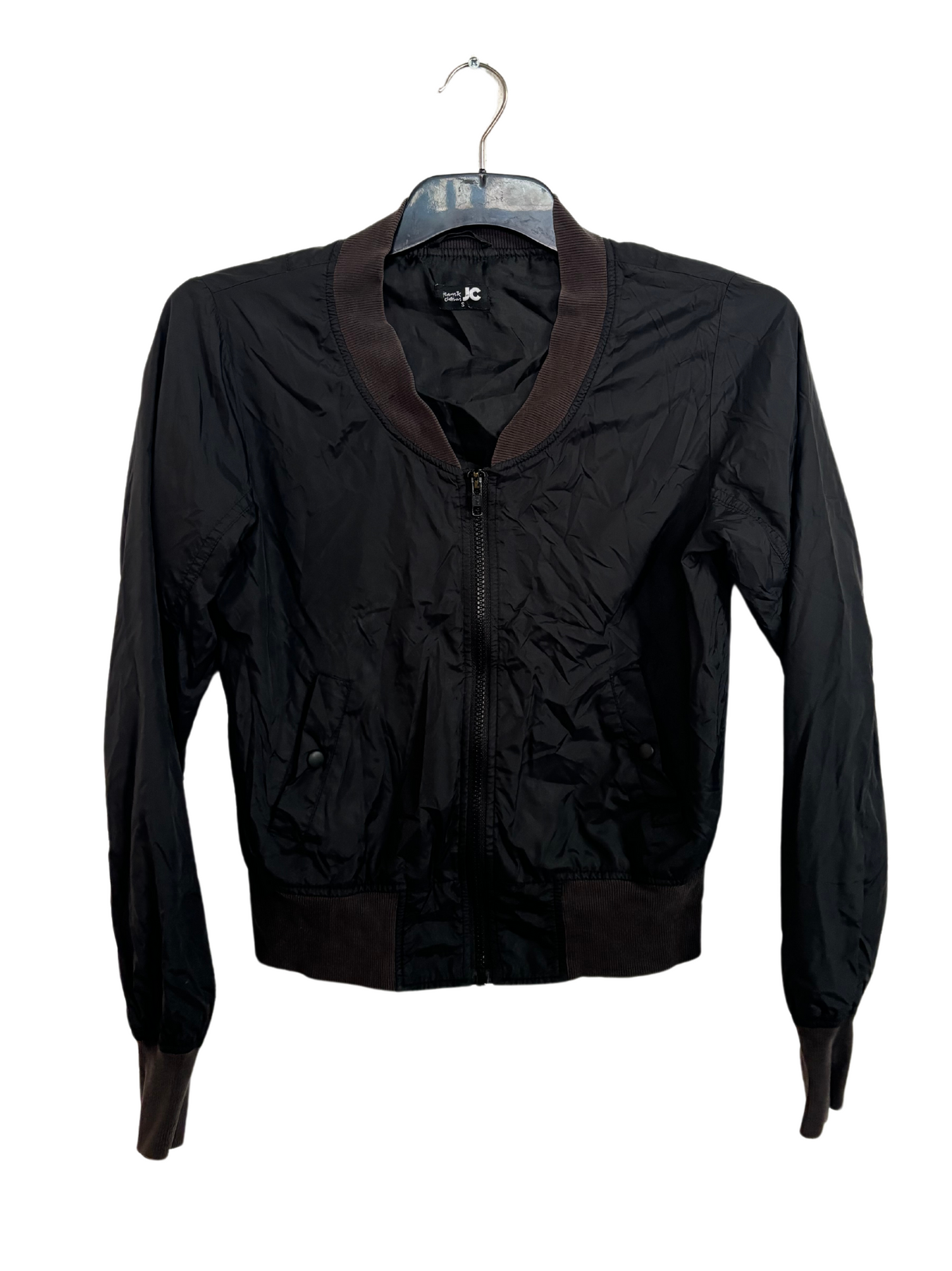 Black & Brown Cropped Bomber Spray Jacket